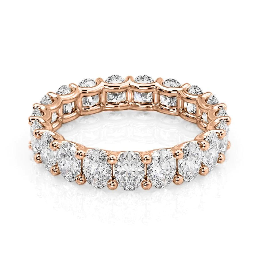 4ct Oval U Prong Eternity Eternity Rings 14K Rose Oval Lab Diamonds#material_14k-rose