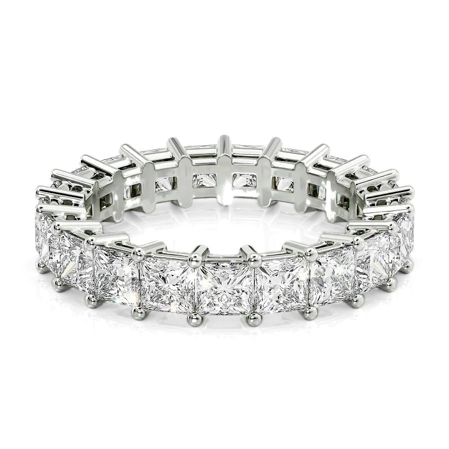 4ct Princess Eternity Eternity Rings 14K White Princess Lab Diamonds#material_14k-white