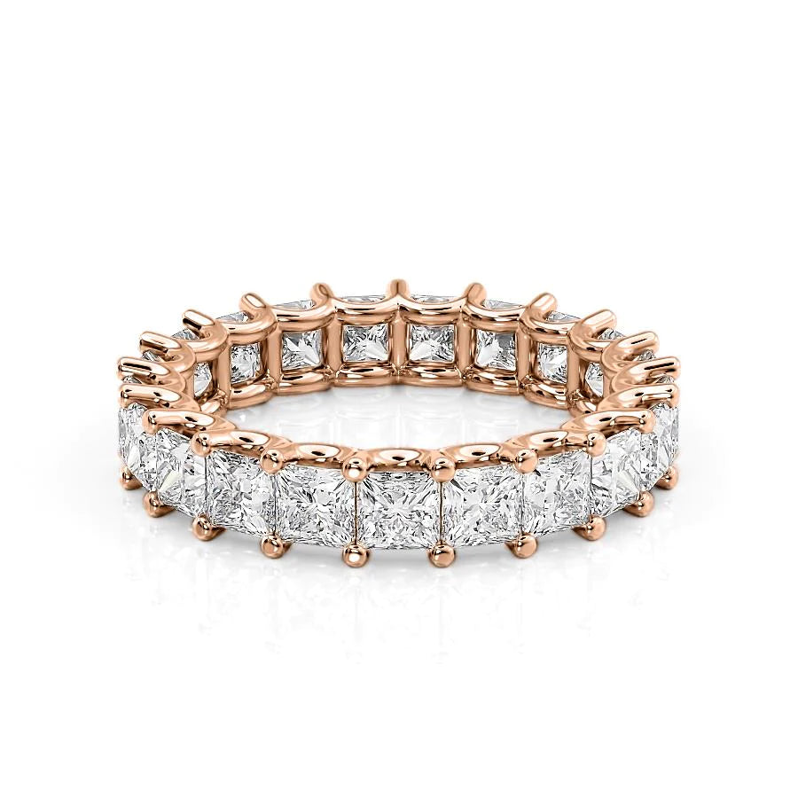 4ct Princess U Prong Eternity Eternity Rings 14K Rose Princess Lab Diamonds#material_14k-rose