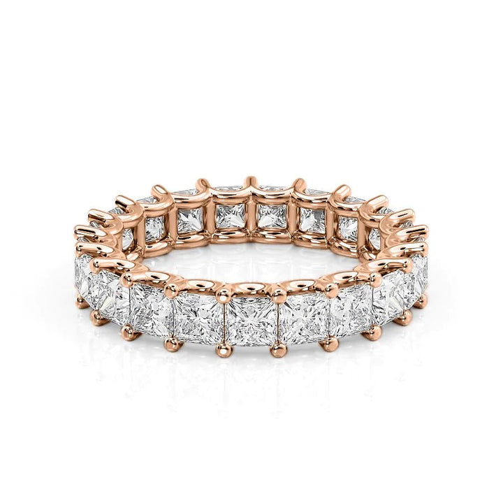 4ct Princess U Prong Eternity Eternity Rings 14K Rose Princess Lab Diamonds#material_14k-rose