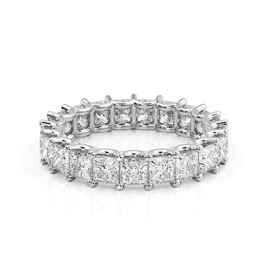 4ct Princess U Prong Eternity Eternity Rings 14K White Princess Lab Diamonds#material_14k-white