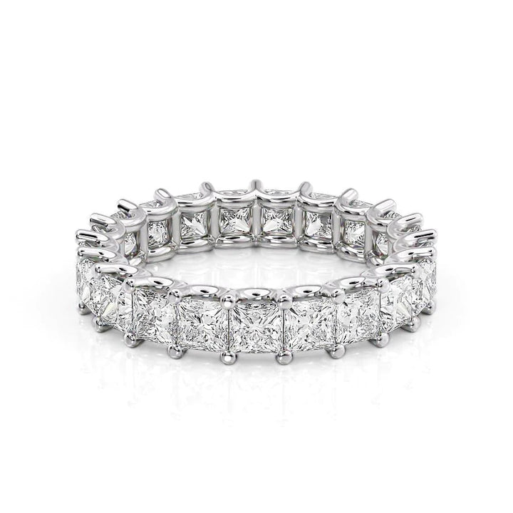 4ct Princess U Prong Eternity Eternity Rings 18K White Princess Lab Diamonds#material_18k-white