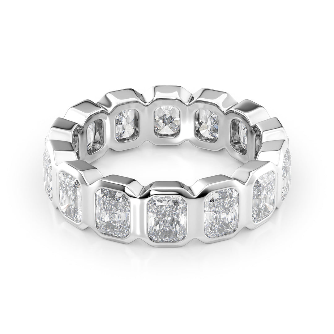 4ct Radiant Bezel Eternity Eternity Rings 14K White Radiant Lab Diamonds#material_14k-white