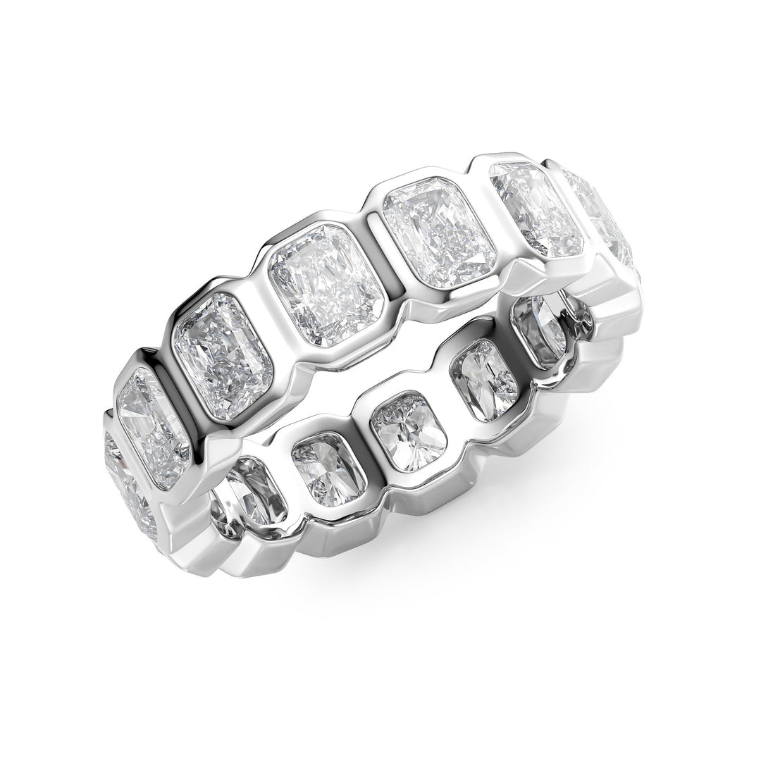 4ct Radiant Bezel Eternity Eternity Rings 14K White Radiant Lab Diamonds#material_14k-white