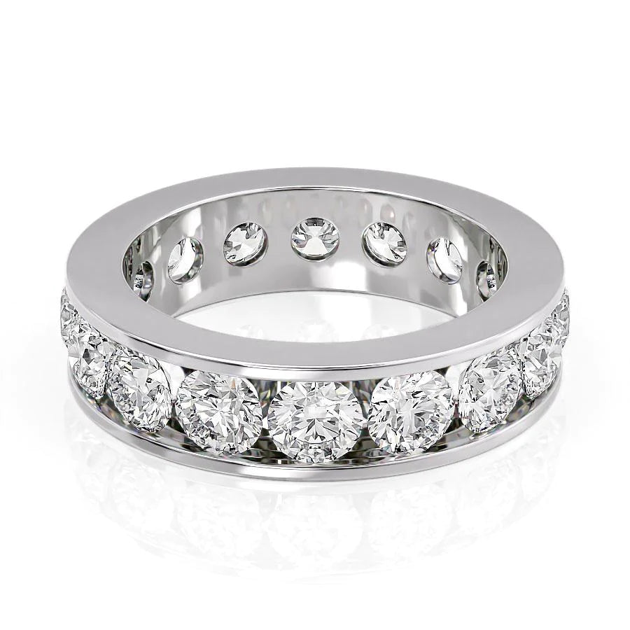 4ct Round Channel Eternity Eternity Rings 14K White Round Lab Diamonds#material_14k-white