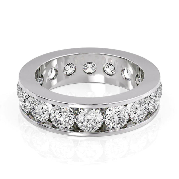 4ct Round Channel Eternity Eternity Rings 14K White Round Lab Diamonds#material_14k-white