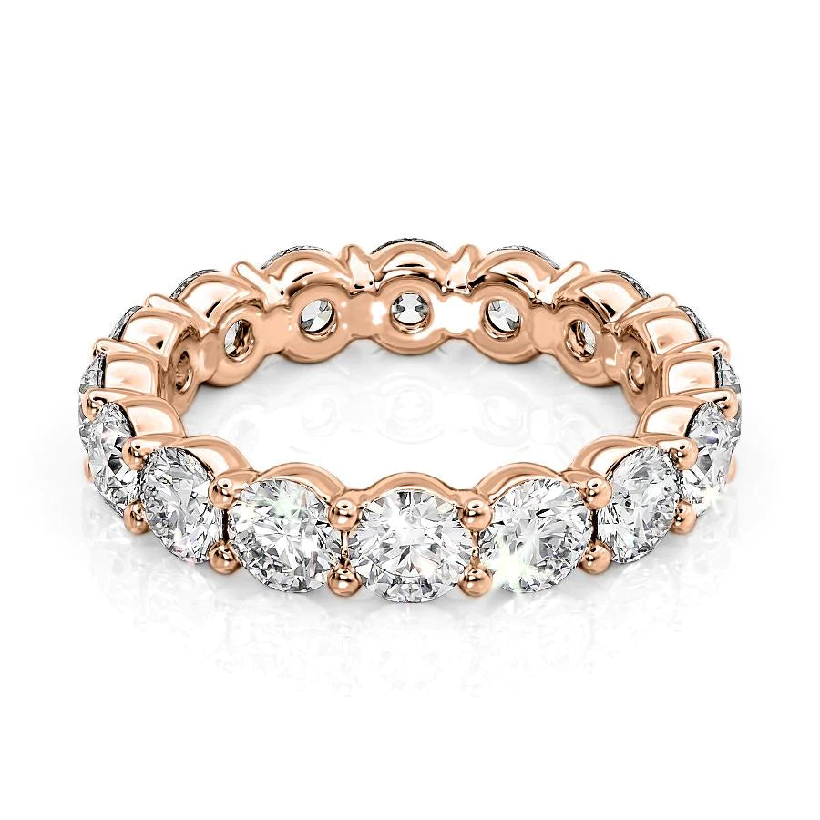 4ct Round Eternity Eternity Rings 14K Rose Round Lab Diamonds#material_14k-rose