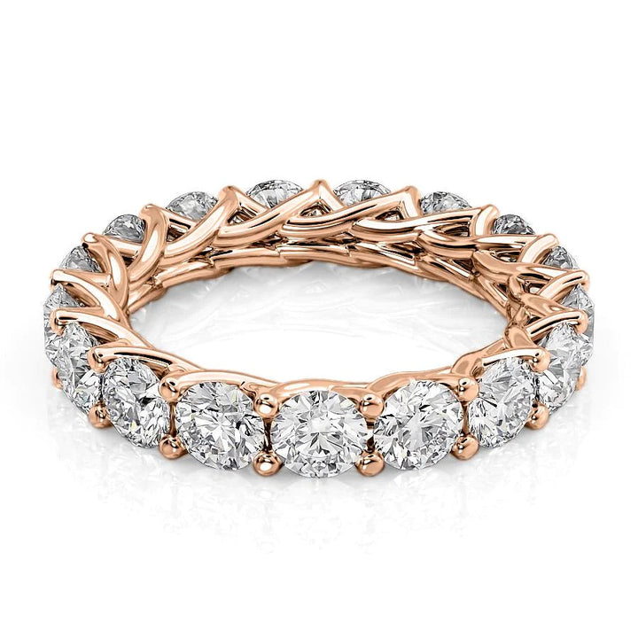 4ct Round Trellis Eternity Eternity Rings 14K Rose Round Lab Diamonds#material_14k-rose