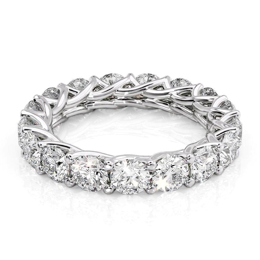 4ct Round Trellis Eternity Eternity Rings 14K White Round Lab Diamonds#material_14k-white