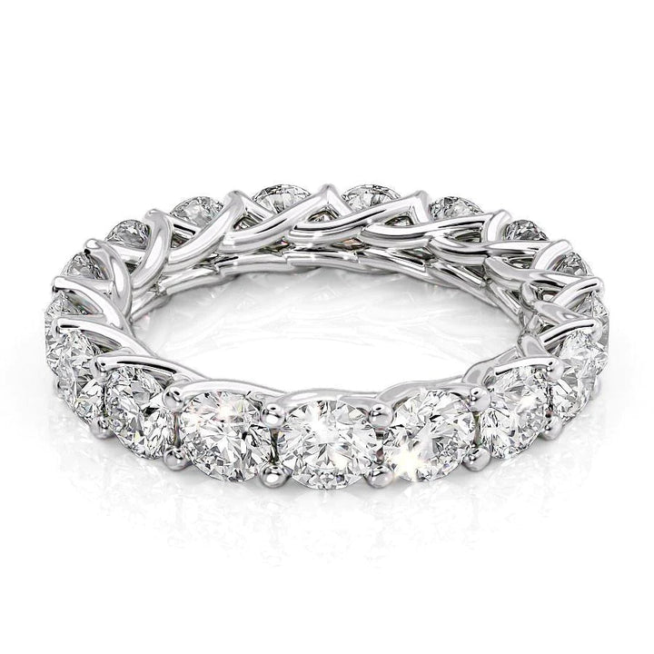 4ct Round Trellis Eternity Eternity Rings 14K White Round Lab Diamonds#material_14k-white