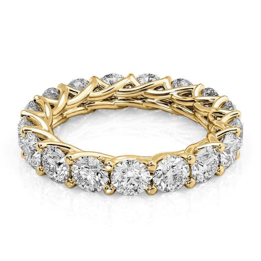 4ct Round Trellis Eternity Eternity Rings 18K Gold Round Lab Diamonds#material_18k-gold