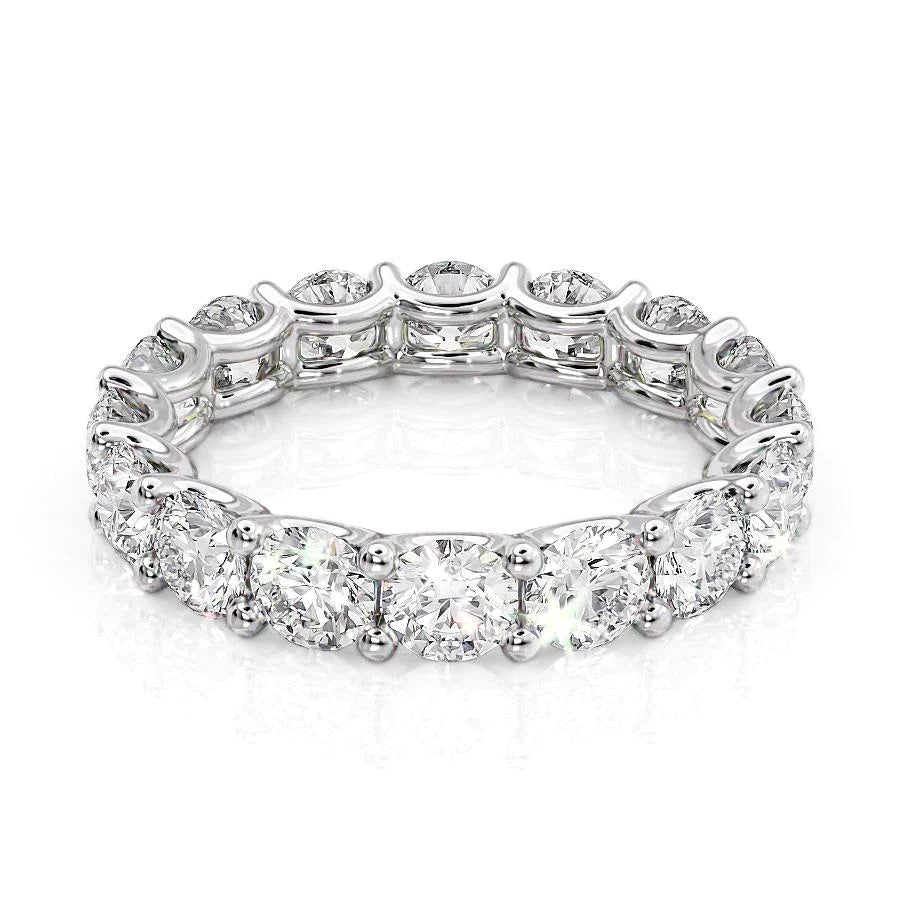 4ct Round U Prong Eternity Eternity Rings 14K White Round Lab Diamonds#material_14k-white