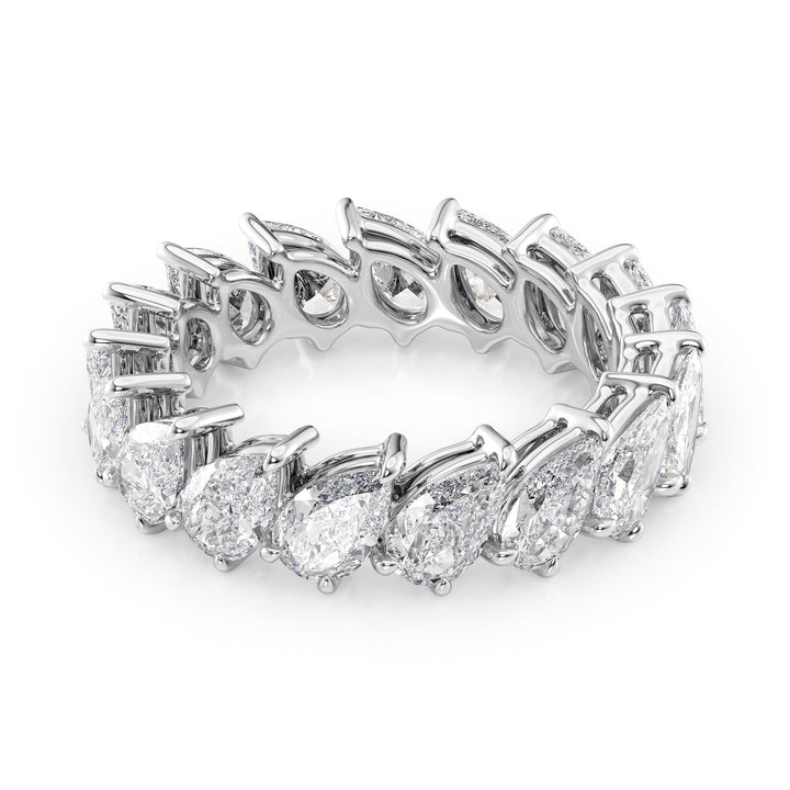 4ct Slanted Pear Eternity Eternity Rings 18K White Pear Lab Diamonds#material_18k-white