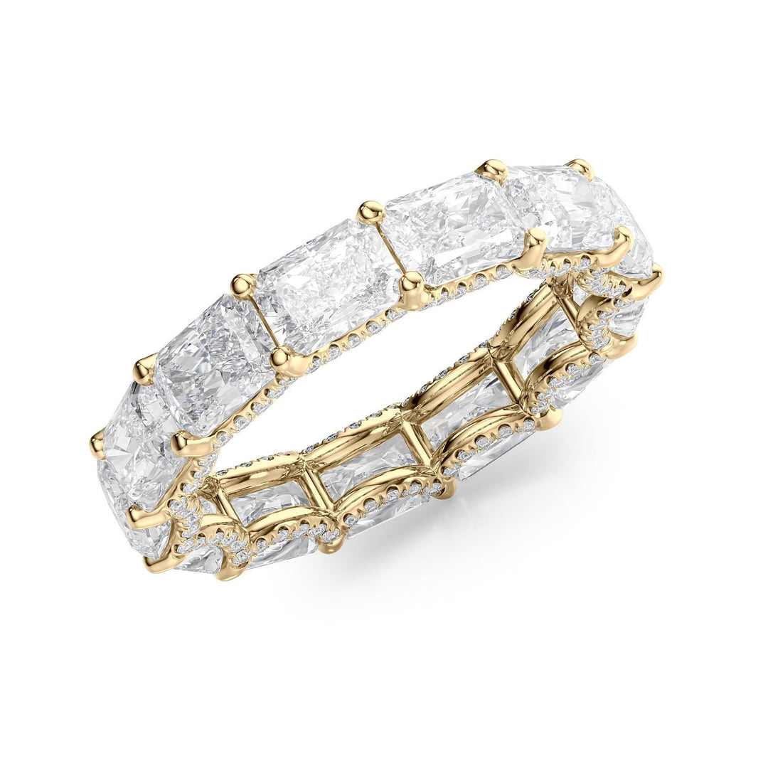 5.3ct East West Radiant U Pave Prong Eternity Eternity Rings 14K Gold Radiant Lab Diamonds#material_14k-gold