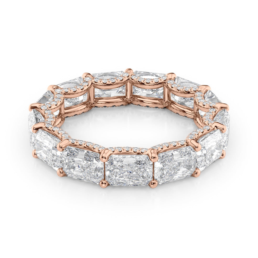 5.3ct East West Radiant U Pave Prong Eternity Eternity Rings 14K Rose Radiant Lab Diamonds#material_14k-rose