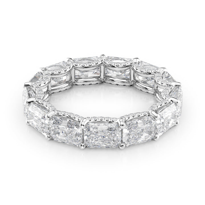 5.3ct East West Radiant U Pave Prong Eternity Eternity Rings 14K White Radiant Lab Diamonds#material_14k-white