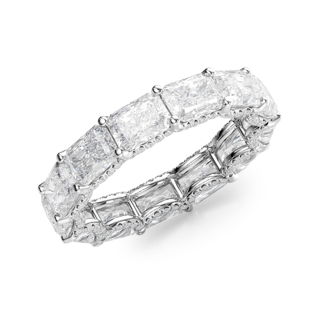 5.3ct East West Radiant U Pave Prong Eternity Eternity Rings 14K White Radiant Lab Diamonds#material_14k-white