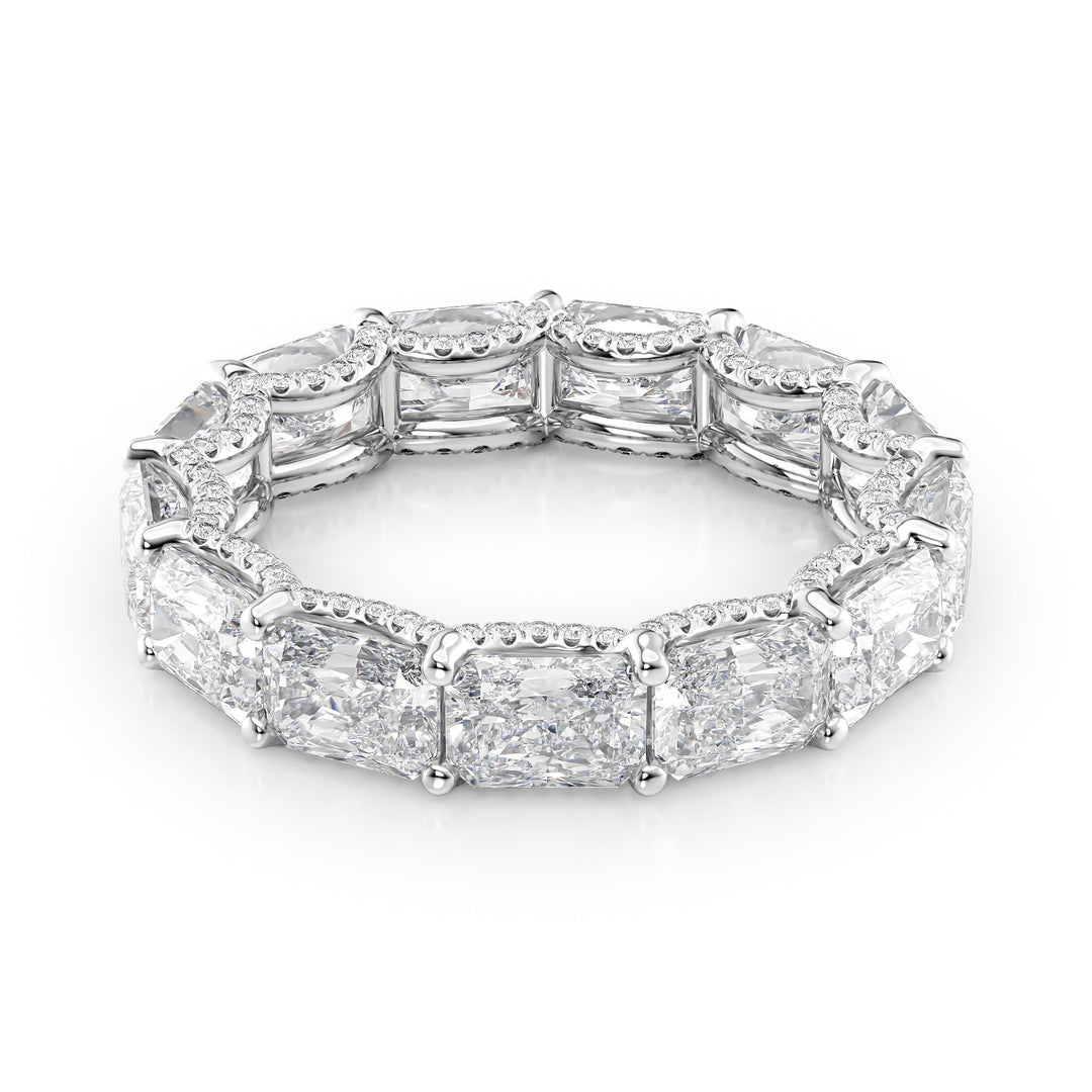 5.3ct East West Radiant U Pave Prong Eternity Eternity Rings 18K White Radiant Lab Diamonds#material_18k-white