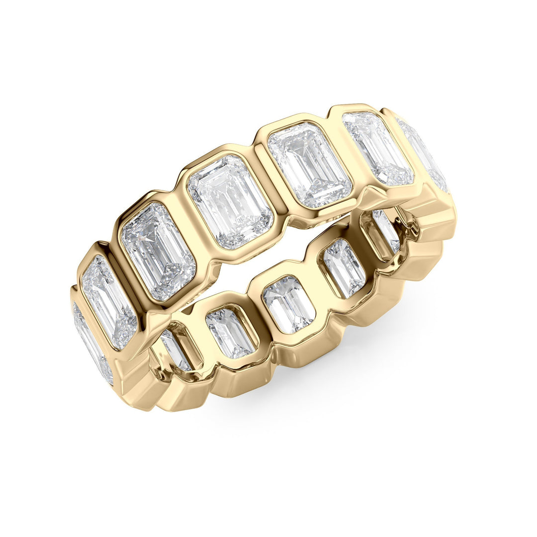 5.5ct Emerald Bezel Eternity Eternity Rings 14K Gold Emerald Lab Diamonds#material_14k-gold