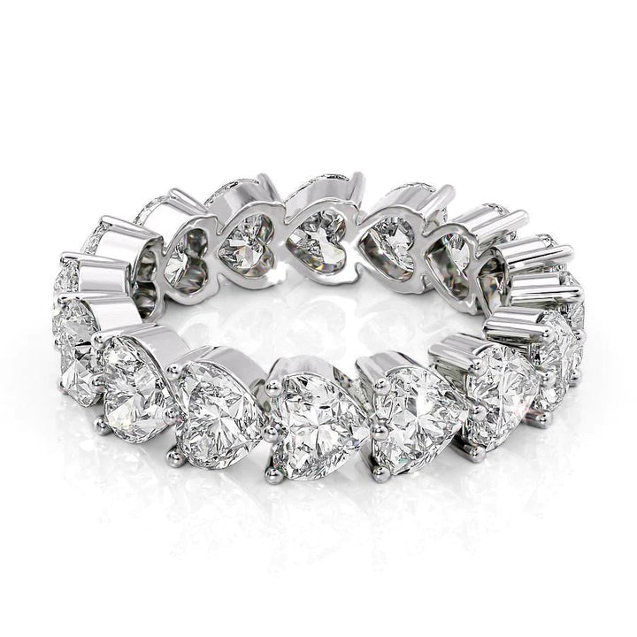 5.5ct Heart Shared Prong Eternity Eternity Rings 14K White Heart Lab Diamonds#material_14k-white