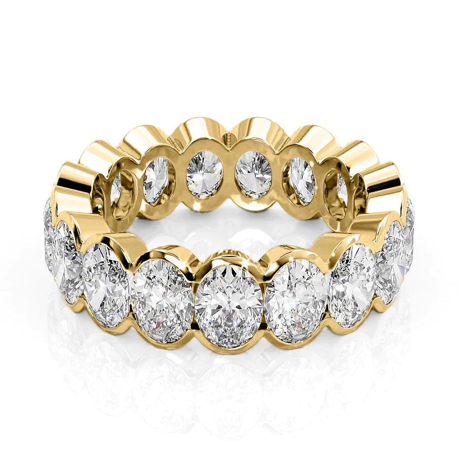 5.5ct Oval Half Bezel Eternity Eternity Rings 14K Gold Oval Lab Diamonds#material_14k-gold