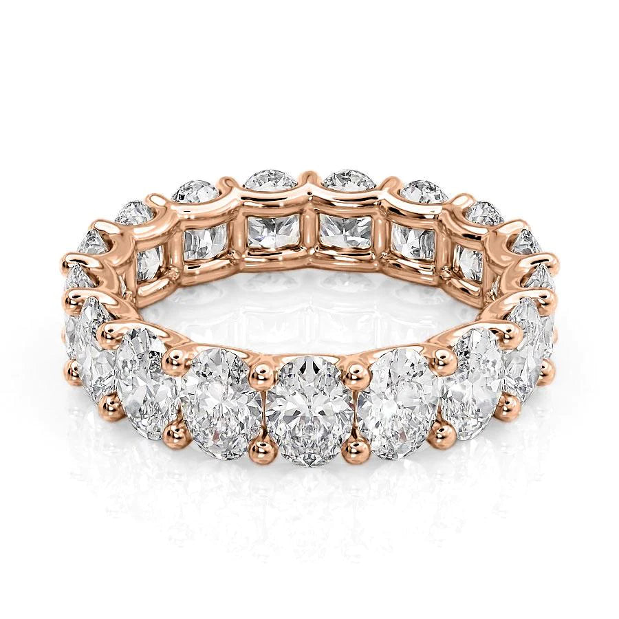 5.5ct Oval U Prong Eternity Eternity Rings 14K Rose Oval Lab Diamonds#material_14k-rose