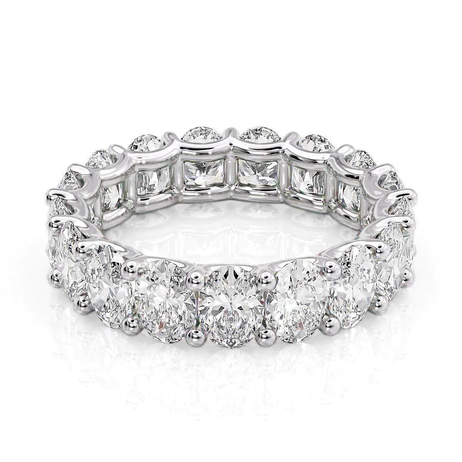 5.5ct Oval U Prong Eternity Eternity Rings 18K White Oval Lab Diamonds#material_18k-white