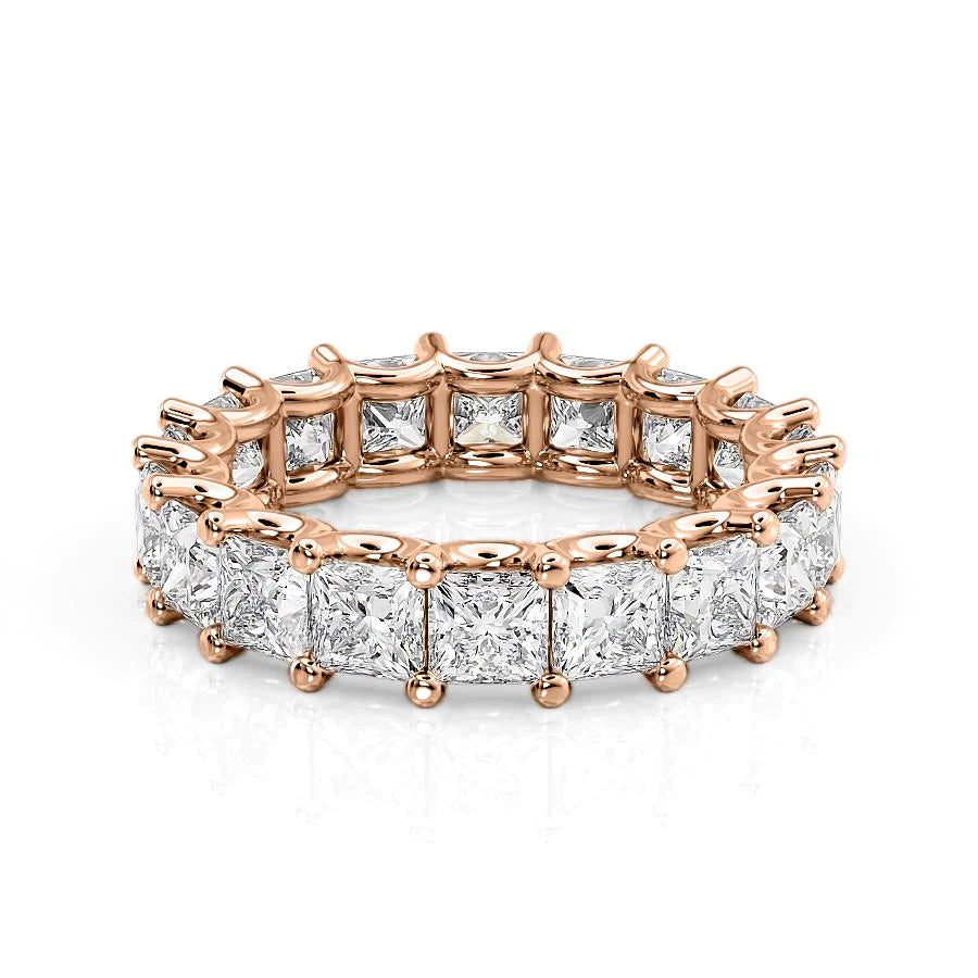 5.5ct Princess U Prong Eternity Eternity Rings 14K Rose Princess Lab Diamonds#material_14k-rose