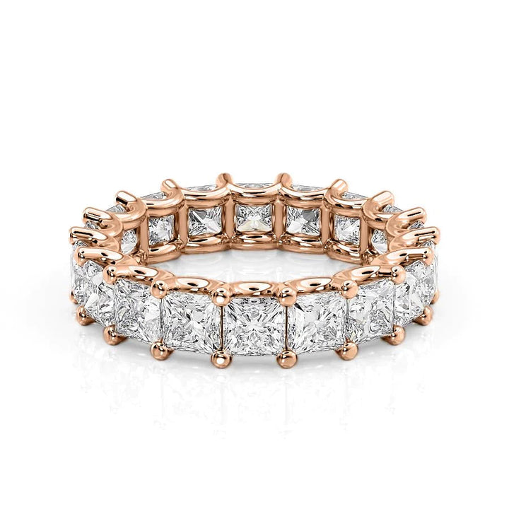 5.5ct Princess U Prong Eternity Eternity Rings 14K Rose Princess Lab Diamonds#material_14k-rose