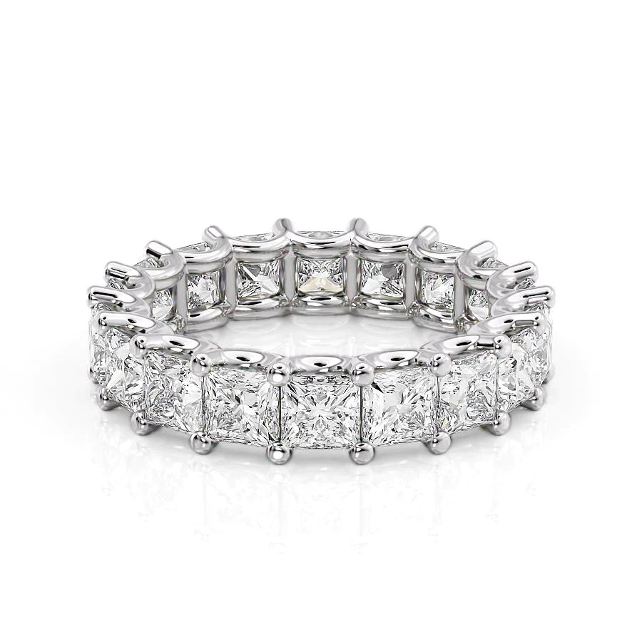 5.5ct Princess U Prong Eternity Eternity Rings 18K White Princess Lab Diamonds#material_18k-white