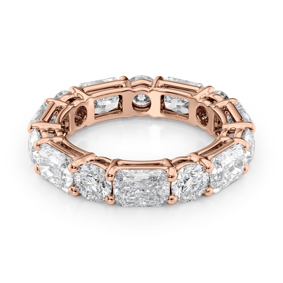 5.7ct Alternating Radiant and Round Basket Eternity Eternity Rings 14K Rose Radiant Lab Diamonds#material_14k-rose