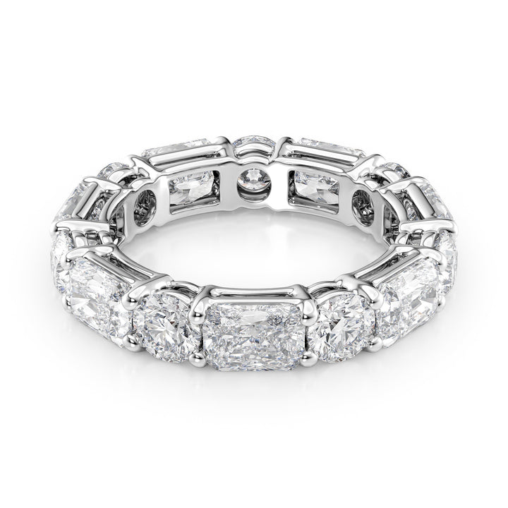 5.7ct Alternating Radiant and Round Basket Eternity Eternity Rings 14K White Radiant Lab Diamonds#material_14k-white