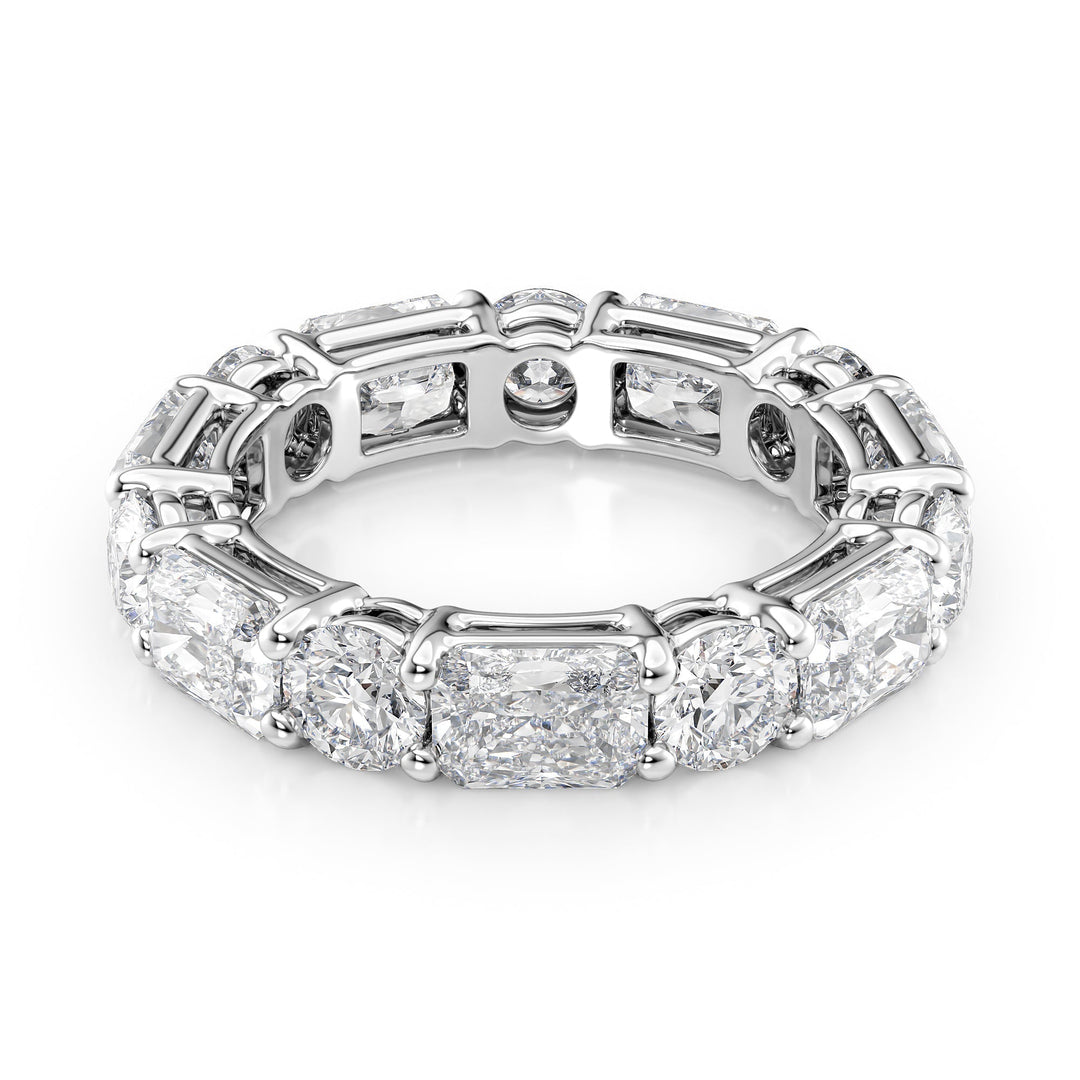 5.7ct Alternating Radiant and Round Basket Eternity Eternity Rings 18K White Radiant Lab Diamonds#material_18k-white