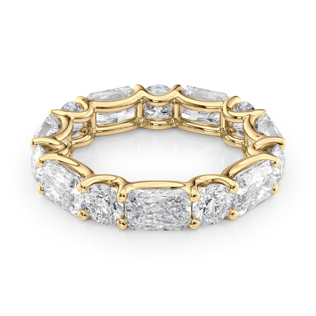 5.7ct Alternating Radiant and Round U Prong Eternity Eternity Rings 14K Gold Radiant Lab Diamonds#material_14k-gold