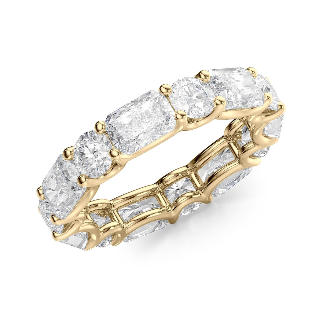 5.7ct Alternating Radiant and Round U Prong Eternity Eternity Rings 14K Gold Radiant Lab Diamonds#material_14k-gold