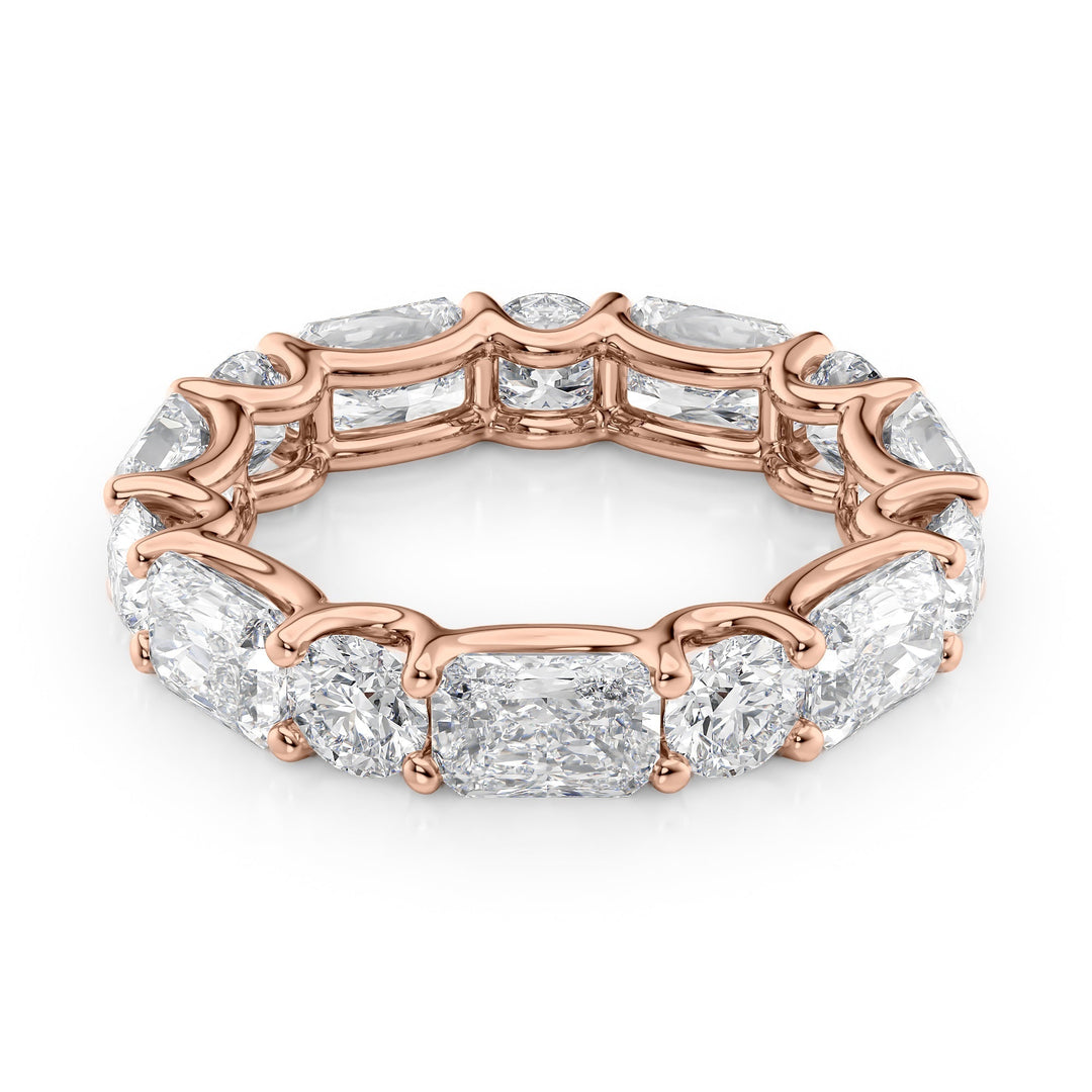 5.7ct Alternating Radiant and Round U Prong Eternity Eternity Rings 14K Rose Radiant Lab Diamonds#material_14k-rose