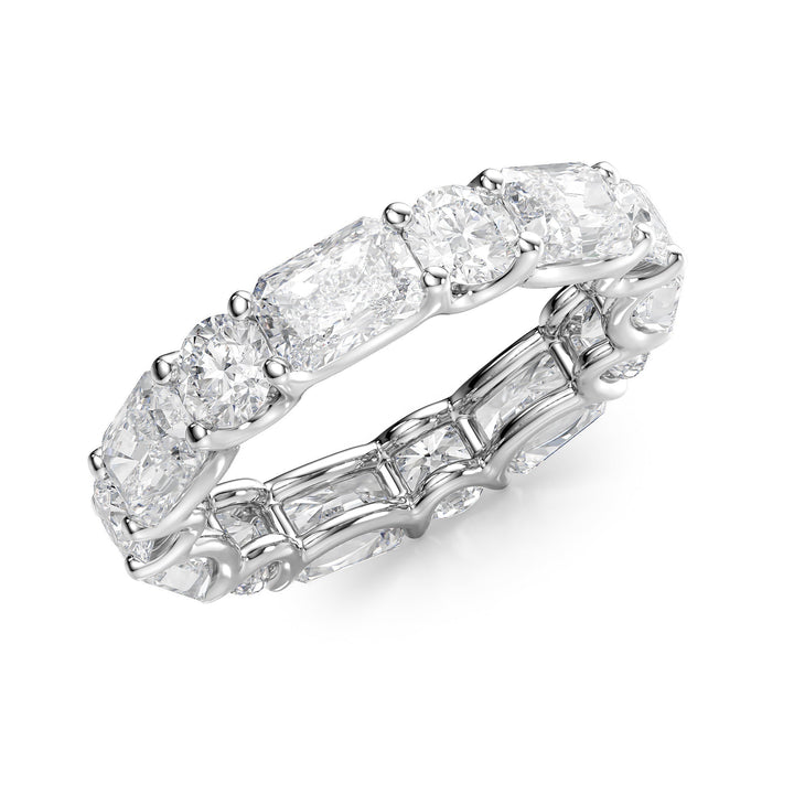 5.7ct Alternating Radiant and Round U Prong Eternity Eternity Rings 14K White Radiant Lab Diamonds#material_14k-white