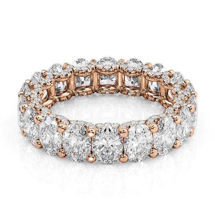 5.8ct Oval U Pave Prong Eternity Eternity Rings 14K Rose Oval Lab Diamonds#material_14k-rose