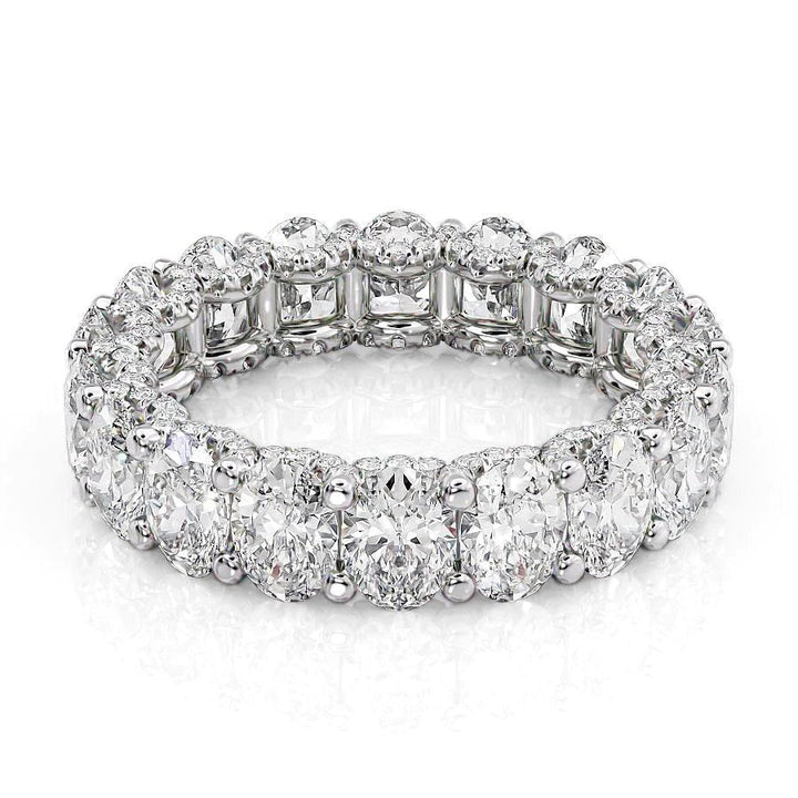 5.8ct Oval U Pave Prong Eternity Eternity Rings 14K White Oval Lab Diamonds#material_14k-white