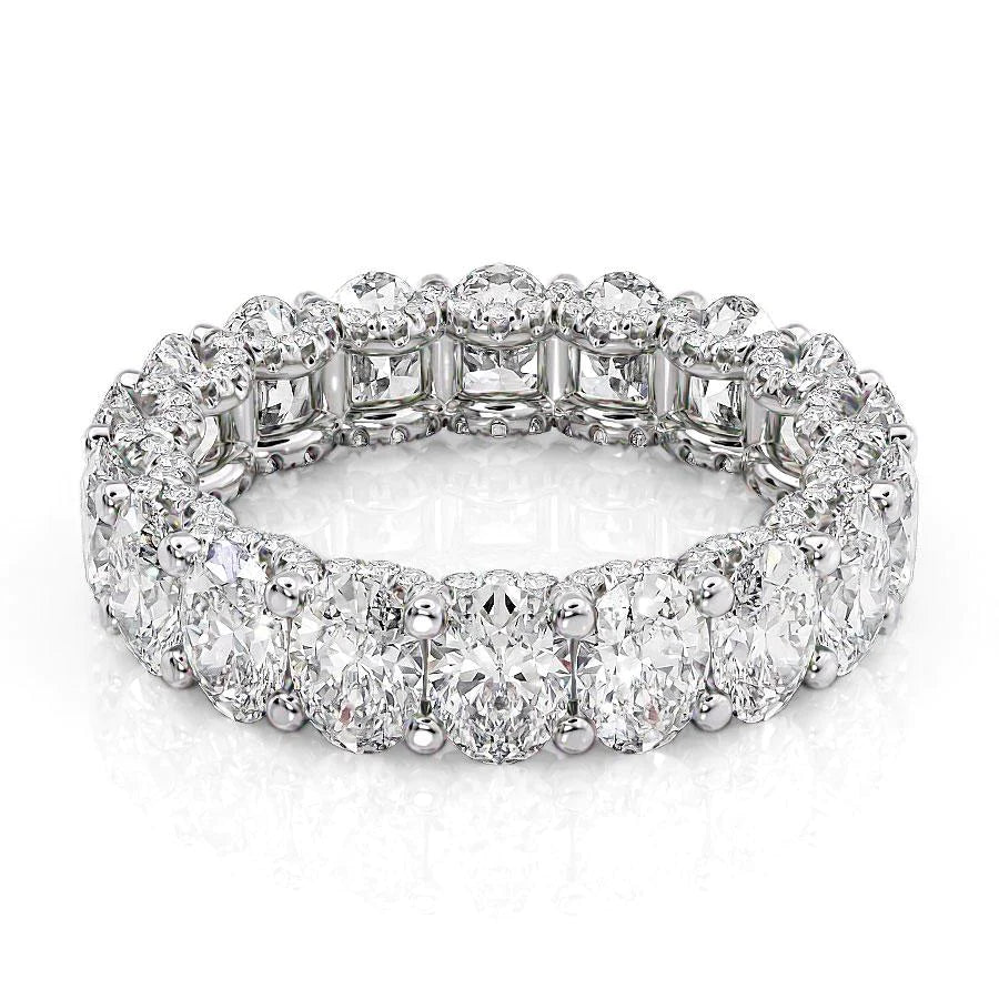 5.8ct Oval U Pave Prong Eternity Eternity Rings 18K White Oval Lab Diamonds#material_18k-white