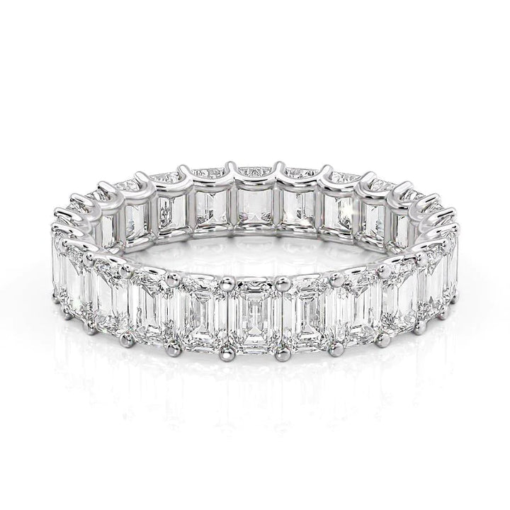 5ct Emerald U Prong Eternity Eternity Rings 14K White Emerald Lab Diamonds#material_14k-white