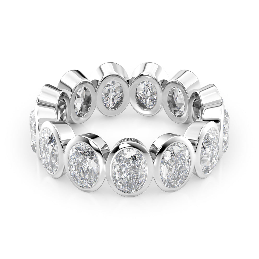 5ct Oval Bezel Eternity Eternity Rings 14K White Oval Lab Diamonds#material_14k-white