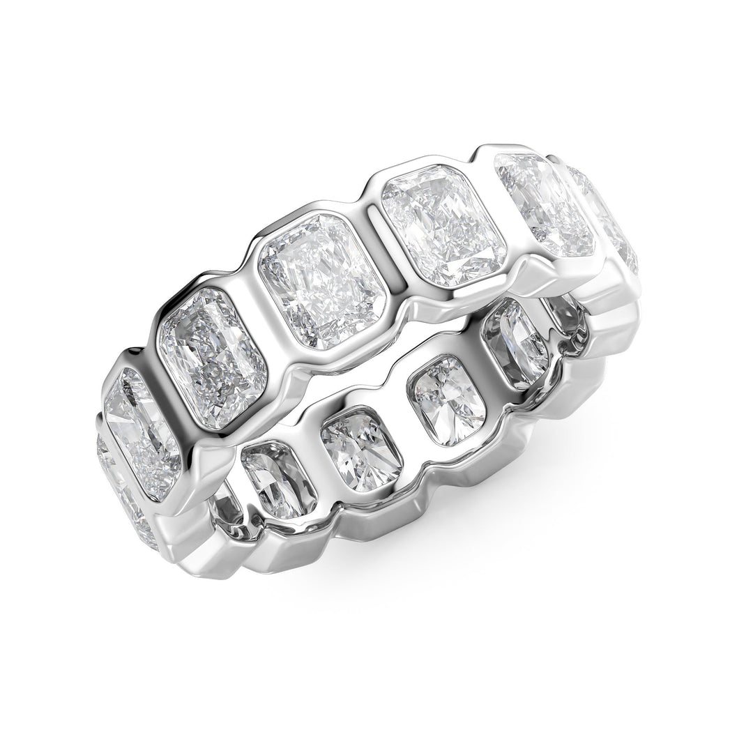 5ct Radiant Bezel Eternity Eternity Rings 14K White Radiant Lab Diamonds#material_14k-white