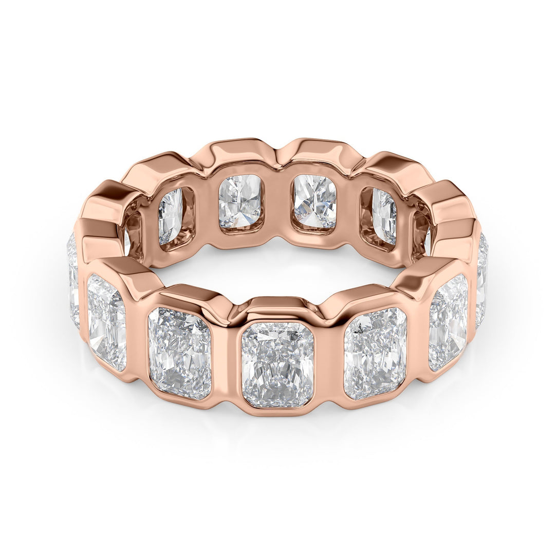 5ct Radiant Bezel Eternity Eternity Rings 18K Rose Radiant Lab Diamonds#material_18k-rose