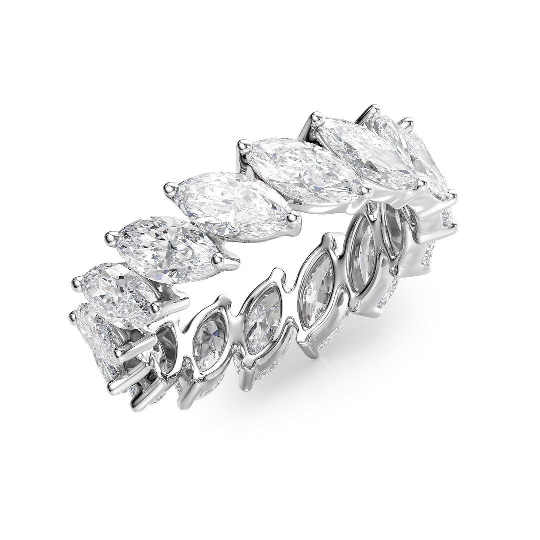 5ct Slanted Marquise Eternity Eternity Rings 14K White Marquise Lab Diamonds#material_14k-white