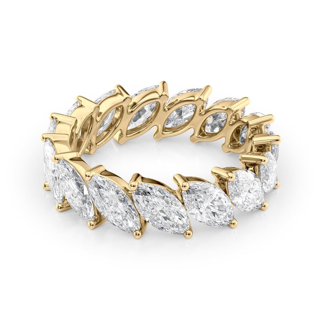 5ct Slanted Marquise Eternity Eternity Rings 18K Gold Marquise Lab Diamonds#material_18k-gold