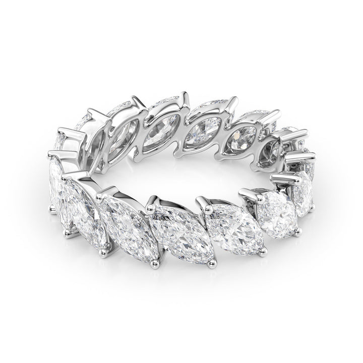 5ct Slanted Marquise Eternity Eternity Rings 18K White Marquise Lab Diamonds#material_18k-white