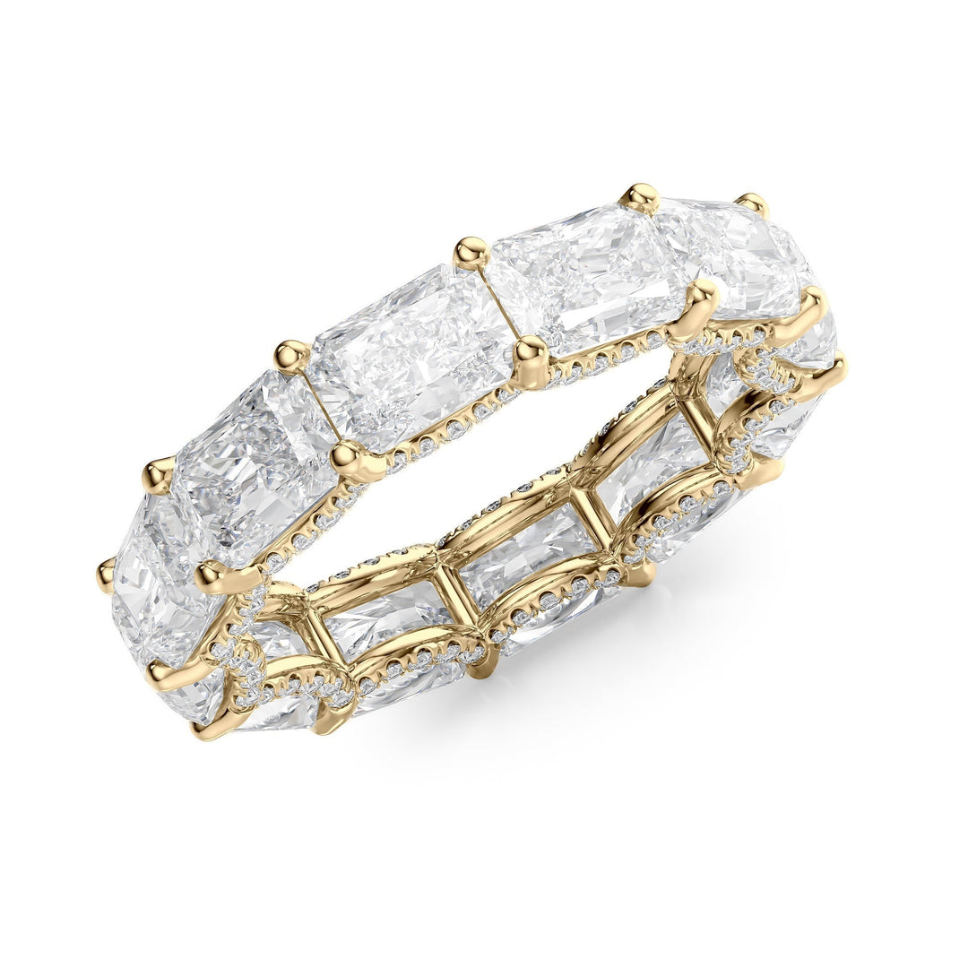 6.3ct East West Radiant U Pave Prong Eternity Eternity Rings 14K Gold Radiant Lab Diamonds#material_14k-gold