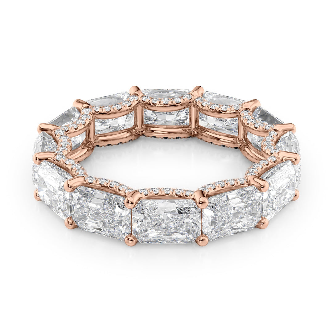 6.3ct East West Radiant U Pave Prong Eternity Eternity Rings 14K Rose Radiant Lab Diamonds#material_14k-rose