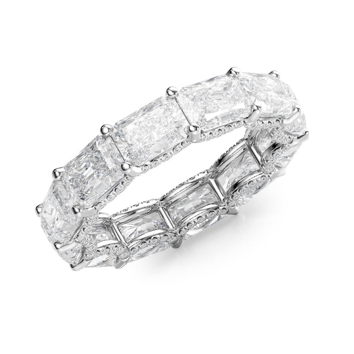 6.3ct East West Radiant U Pave Prong Eternity Eternity Rings 14K White Radiant Lab Diamonds#material_14k-white